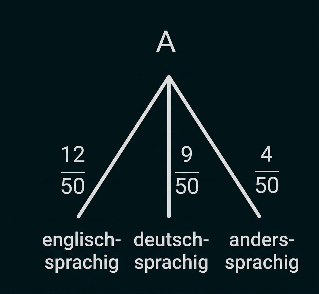 Dreieck mit den Anteilen englischsprachig, deutschsprachig und anderssprachig.